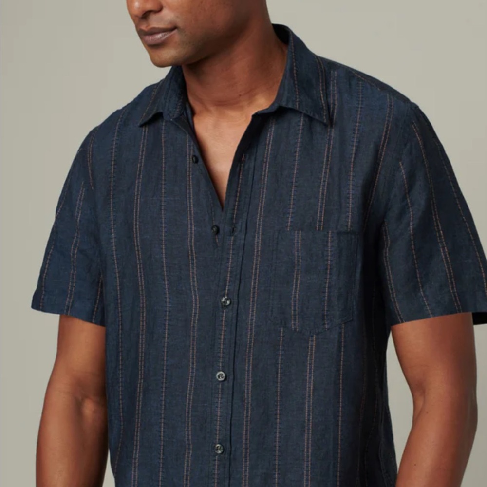New Joe’s Jeans Scott S/S Shirt Size L Midnight Stripe